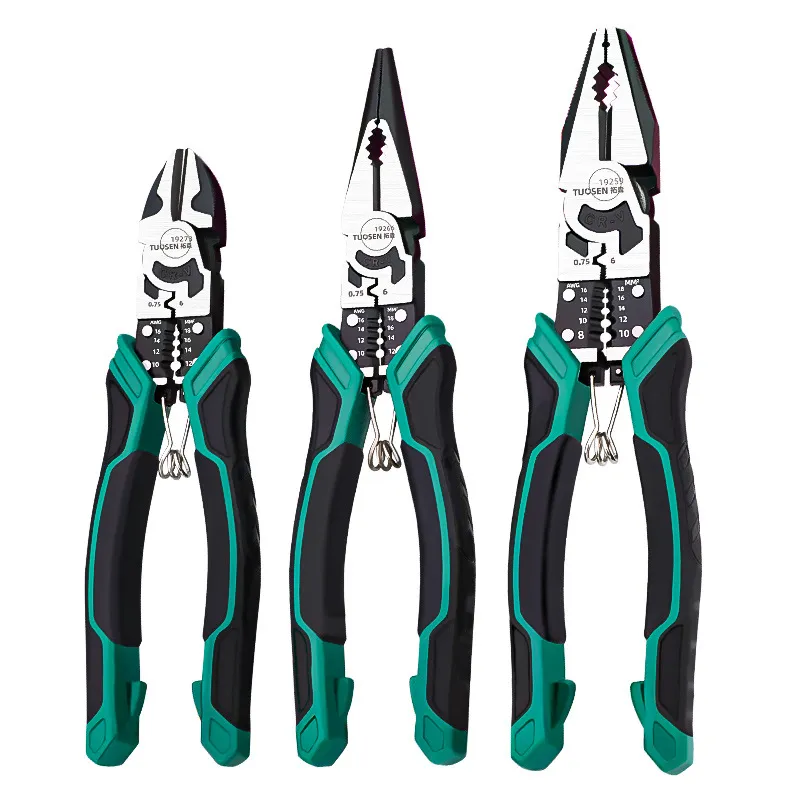 Industrial Grade 9-Inch Multifunctional Combination Pliers – Wire Cutter, Stripper, Needle Nose & Diagonal Cutting Pliers, Labor-Saving Hand Tool for Electricians & Mechanics